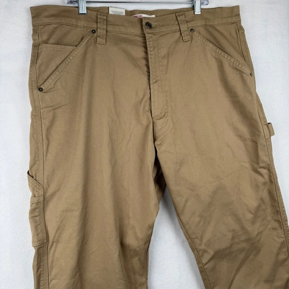 Signature by Levi Strauss Carpenter‎ Pants Mens 40x30 Relaxed Fit Khaki Workwear